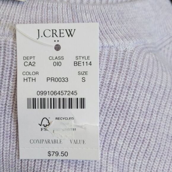 J. Crew NWT 100% cotton, lavender, long sleeve sweater, ruffle sleeve S - Picture 6 of 10